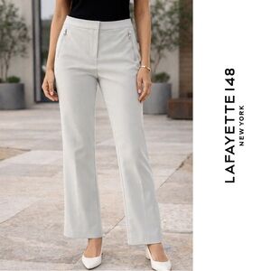 Lafayette 148 New York Tan Tailored Double side Seam Zip Pocket Detail Flare 8